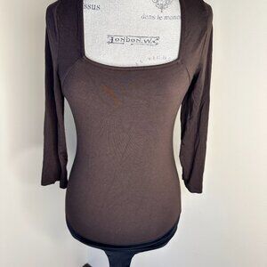 3/4 Sleeve Square Neck Bodysuit for fuller bust